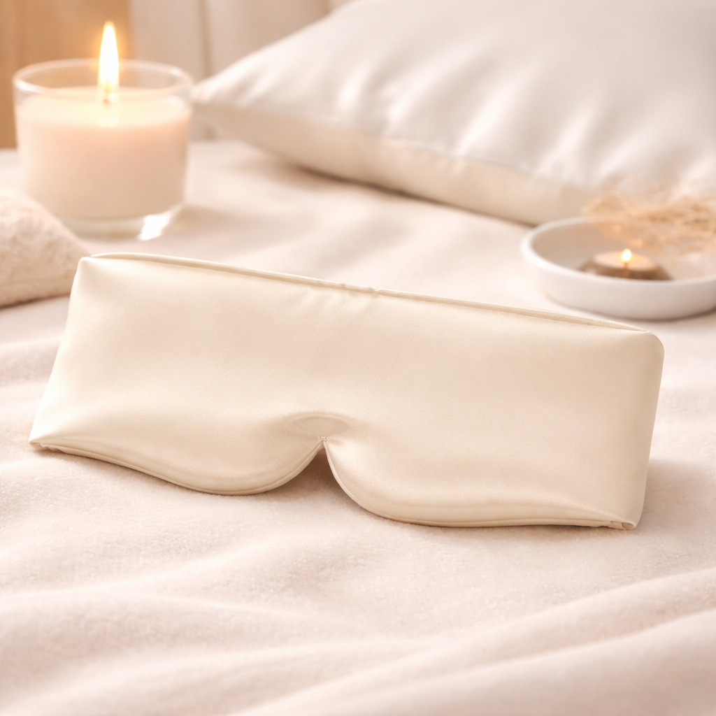 Premium Silk Sleep Mask – Soft Cream