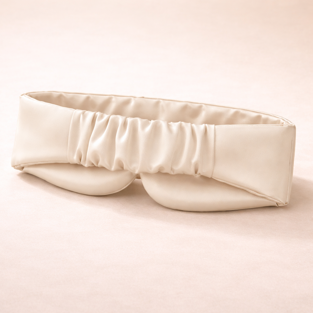 Premium Silk Sleep Mask – Soft Cream