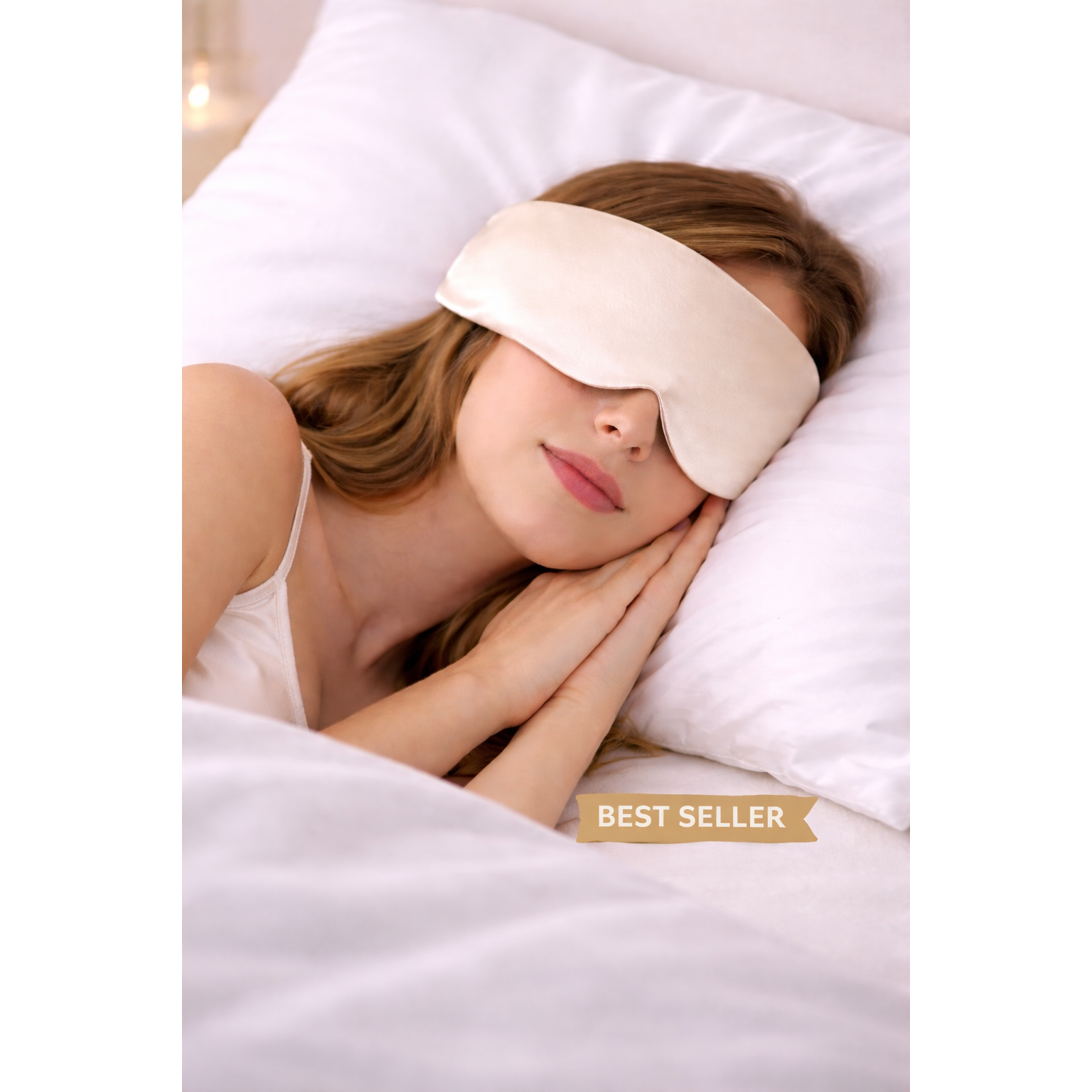 Premium Silk Sleep Mask – Soft Cream